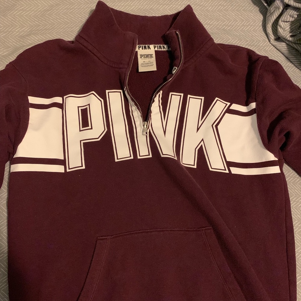 PINK quarter zip color maroon